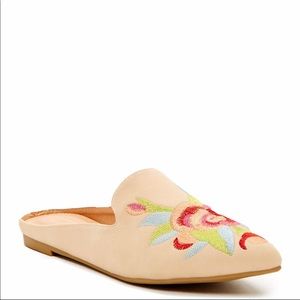 embroidered slide flats